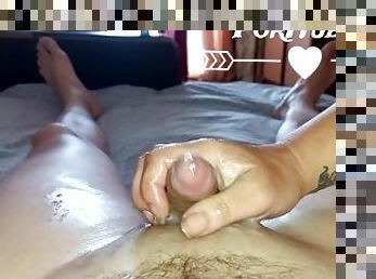 Over 40 MATURE woman is sensually jerking off my cock with her TATTOOed hands SLOW MOTION