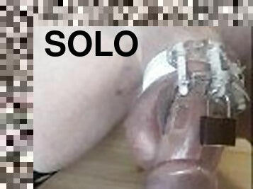 anal, gej, jeżdżenie, dildo, solo, wkładanie