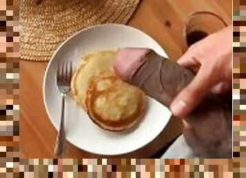 Cumming on my friends pancakes, he films