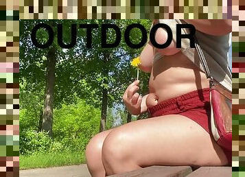 Outdoor Milf In City Park. Flashing Big Natural Tits. Part 3