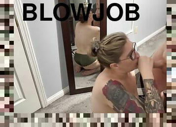 Hot Gagging Blowjob In Front Of The Mirror