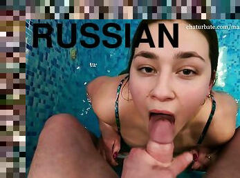 Russian Sucking In The Pool Pov With Little Mermaid