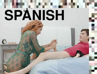 Veronica Leal sucks big Spanish cock before getting laid