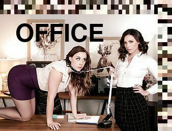 Chanel Preston and Casey Calvert having fun in the office