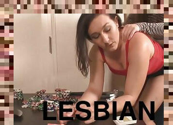 Dark-haired lesbians Georgia Jones and Sinn Sage fucking in bed