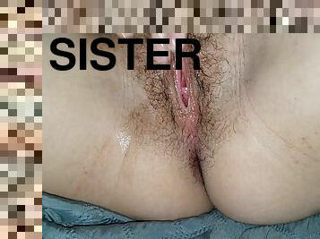 behåret, fisse-pussy, amatør, webcam, søster, solo, brunette