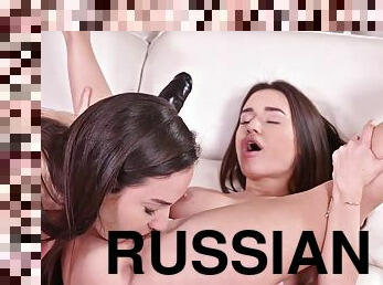 Nataly Gold, Lana Roy - Two Russian Teens Play With A Black Dildo Before They Get The Real Thing