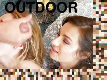Outdoor POV sex with girlfriends Victoria Gracen and Avery Moon