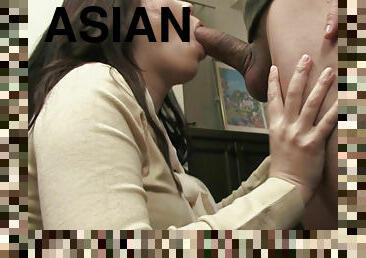 Asian An Kanoh gives blowjob to her neighbor