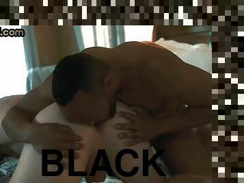 IR assrimming stud bareback bangs black hunk in bed