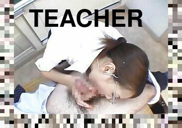 Classic JAV CFNM teacher handjob blowjob demonstration