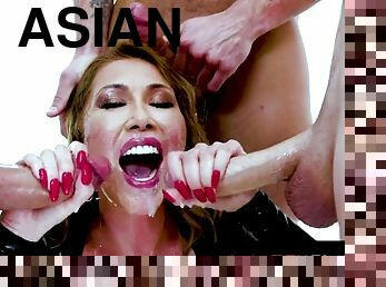 Asian MILF Kianna Dior Throat Fucked by 4 Dicks - Kianna dior
