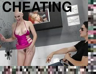 Cheating on a glory hole babe with a shaved head