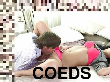 Coed gives in her body to stud with good erection