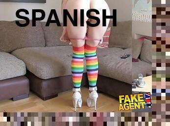 Sexy Spanish chick masturbation sucks and riding on the cock