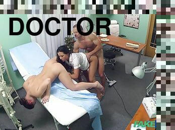 Sexual Madness In Gyno Doctor Cabinet! Mind-Blowing Threesome!