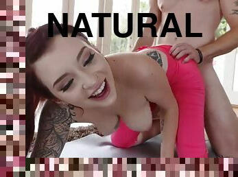 Redhead Amber Ivy gets assfucked in crotchless pants by a yoga instructor