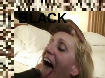 black guy cums in old slut's mouth
