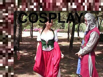 Medieval cosplay Coition of Thrones with hot brunette klara gold