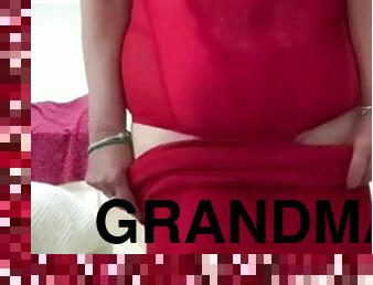 Sexy grandma Layla in red