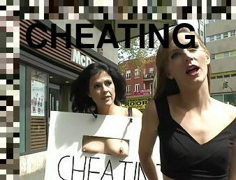 Cheating whore in public lezdom
