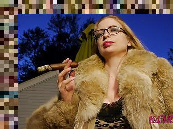 A Bitch In A Fur Coat Is Smoking A Cigar
