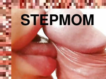 STEPMOM sucks my cock in CLOSE UP! High quality blowjob with a lot of cum in the mouth!