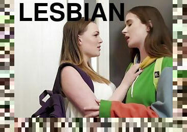 lesbisk, tonåring, hardcore, fingerknull, college, klassrum