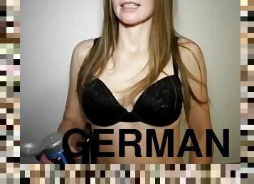 German girl shows how she takes a 2 liter bottle in her vagina
