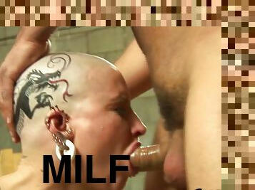 inked baldhead freak MILF hot porn video