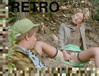 Amazing retro sex scene outdoor