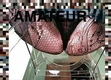 POINT-OF-VIEW of dominant woman in fishnets