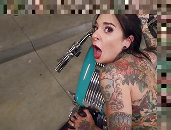 Van Wylde fucks Joanna Angel in the garage