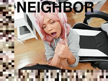 Sexy gamer Paisley Paige fucks neighbor