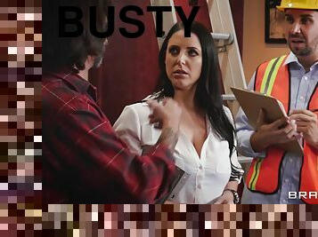 Gorgeous busty Angela White ass fucked by construction worker