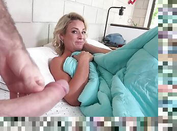 Blonde mature uses a chance to jump on dick