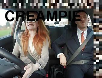 Cheeky Redhead Fails On Purpose Fake Driving School