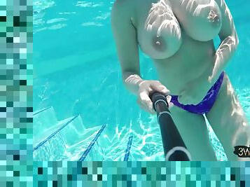 underwater fake tits - outdoor striptease in bikini