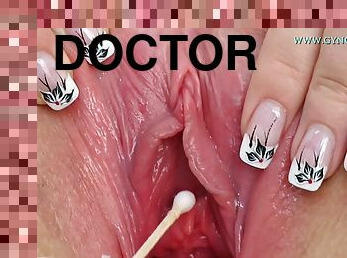 Old Fat Doctor With Thick Beard Takes Care Of Young Pink Vagina