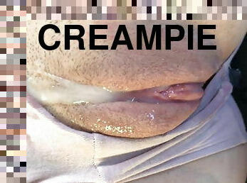Perfect twat filled with fresh dripping cumhot creampie close up