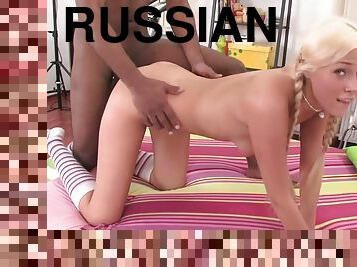 Blondie russian 18yo goes black butt sex