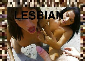 Very Nasty Lesbian Fun Turns Into A Trio Group Sex