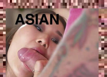 A young Asian girl knows how to handle a big fat cock. Part 1.