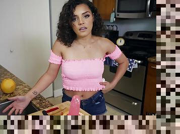 Gorgeous latina wench Ella Cruz has crazy kitchen sex