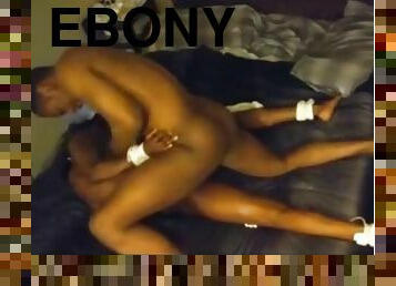 Ebony amateur couple fucking hard to music