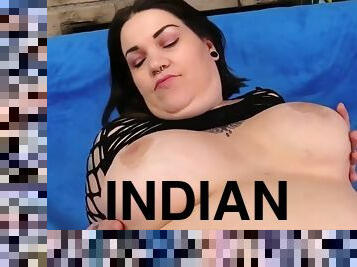 Fat girl with big tits Nova Jade plays with her pussy before sucking dick and fucking