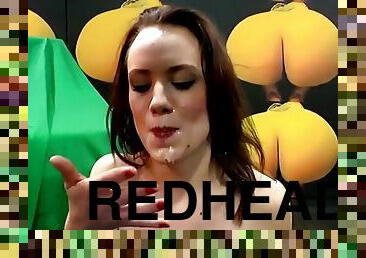 Redhead Lana shows off cumshots and bukkakes