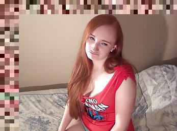 Nervous New Redhead Masturbating