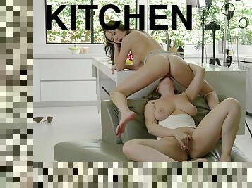 PAWG babes make love in kitchen - Cooking Show Conundrum - Lena Paul, Jade Baker 02