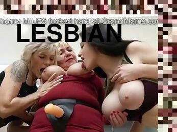 страпон, мила, бабуся-granny, лесбіянка-lesbian, підліток, секс-із-трьома-партнерами, дільдо, дупа-butt